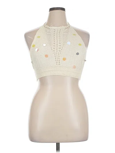 Pre-owned Chicme Tank Top Ivory Halter Neckline Tops In White