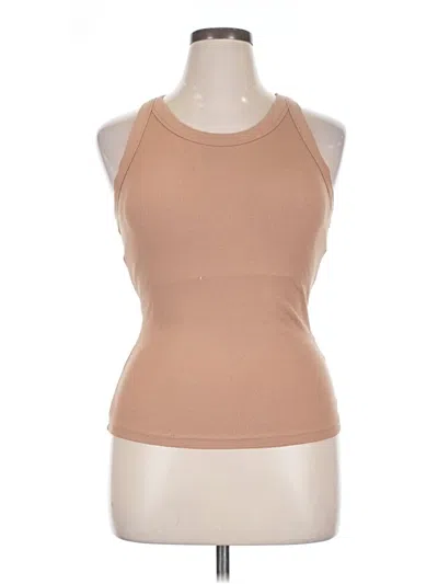 Pre-owned Chicme Tank Top Tan Halter Neckline Tops In Brown