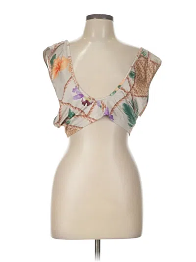 Pre-owned Chicme Tank Top Tan Plunge Neckline Tops