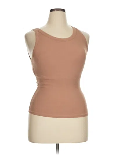 Pre-owned Chicme Tank Top Tan Strapless Neckline Tops In Brown