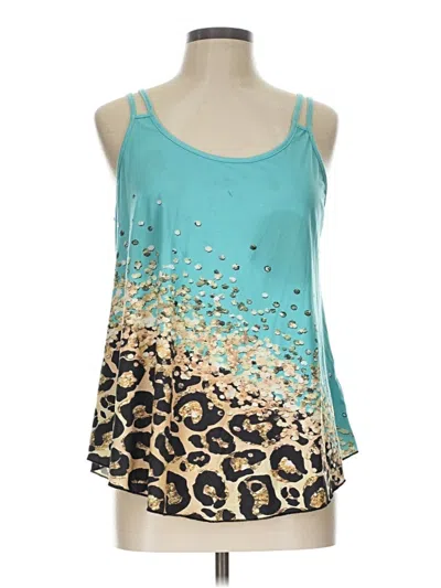 Pre-owned Chicme Tank Top Teal Halter Neckline Tops
