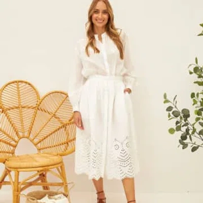 Chico Soleil Embroidered White Skirt