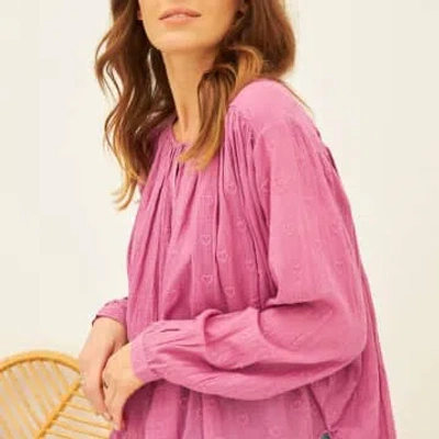 Chico Soleil Heart Embroidery Blouse In Pink