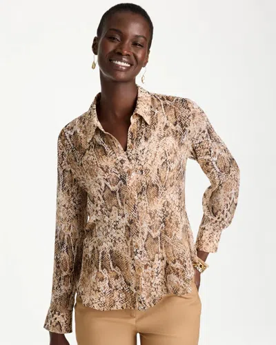 Chico's Georgette Reptile Print Swing Blouse In Neutral