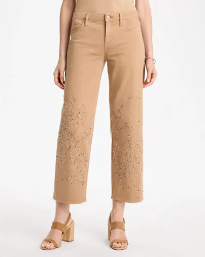 Chico's Girlfriend Wide-leg Crop In Lt Toffee Tan