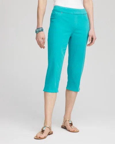 Chico's 17" Pull-on Capri Jeans In Blue In Green