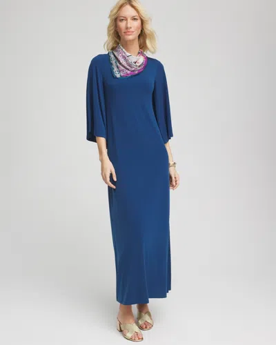 Chico's 3/4 Flutter-sleeved Maxi Dress In Blue Size 20/22 |  In Seaport Blue
