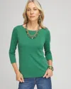 Chico's Touch Of Cool™ 3/4 Sleeve Tee In Ivy League Size 8/10 |  In Juniper