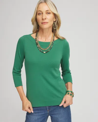 Chico's Touch Of Cool™ 3/4 Sleeve Tee In Ivy League Size 8/10 |