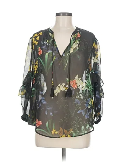 Pre-owned Chico's 3/4 Sleeve Blouse In Black