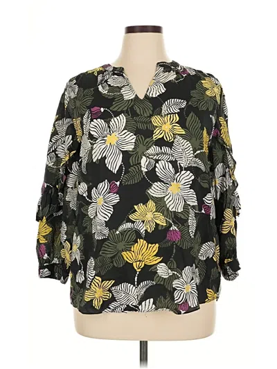 Pre-owned Chico's 3/4 Sleeve Blouse In Black