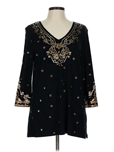 Pre-owned Chico's 3/4 Sleeve Blouse In Black