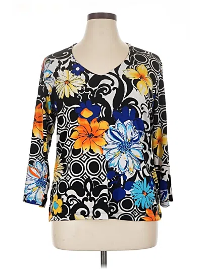Pre-owned Chico's 3/4 Sleeve Blouse In Black