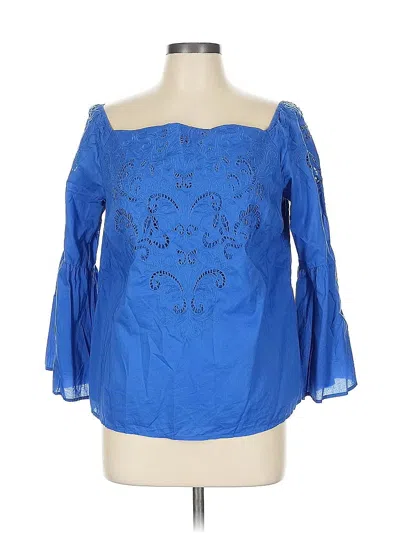 Pre-owned Chico's 3/4 Sleeve Blouse In Blue