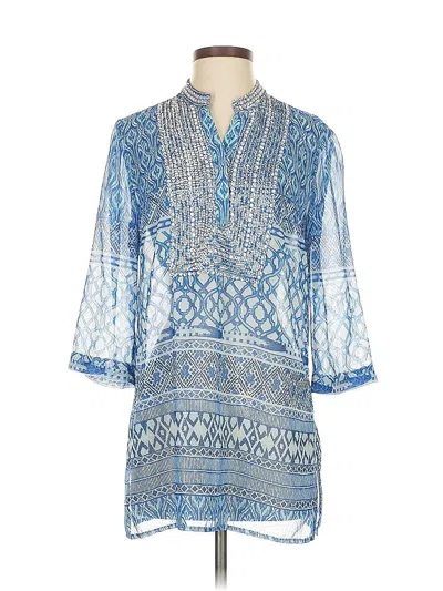 Pre-owned Chico's 3/4 Sleeve Blouse In Blue