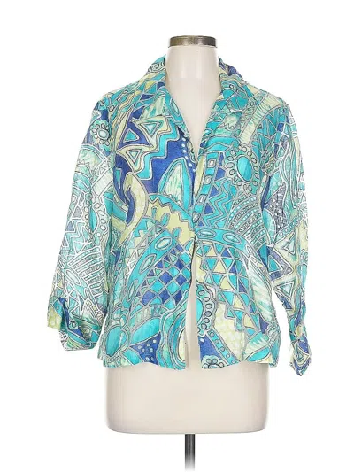 Pre-owned Chico's 3/4 Sleeve Blouse In Blue