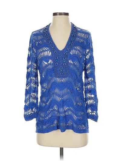 Pre-owned Chico's 3/4 Sleeve Blouse In Blue