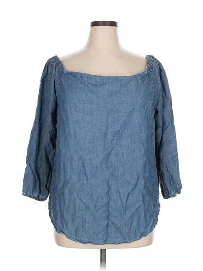 Pre-owned Chico's 3/4 Sleeve Blouse In Blue
