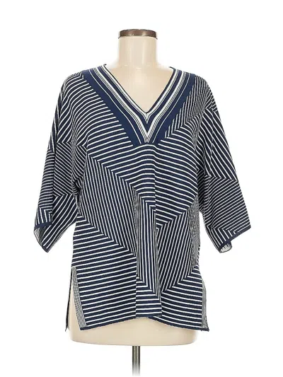 Pre-owned Chico's 3/4 Sleeve Blouse In Blue