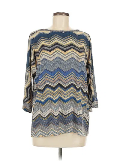 Pre-owned Chico's 3/4 Sleeve Blouse In Blue