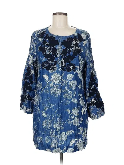 Pre-owned Chico's 3/4 Sleeve Blouse In Blue