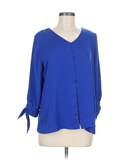 Pre-owned Chico's 3/4 Sleeve Blouse In Blue