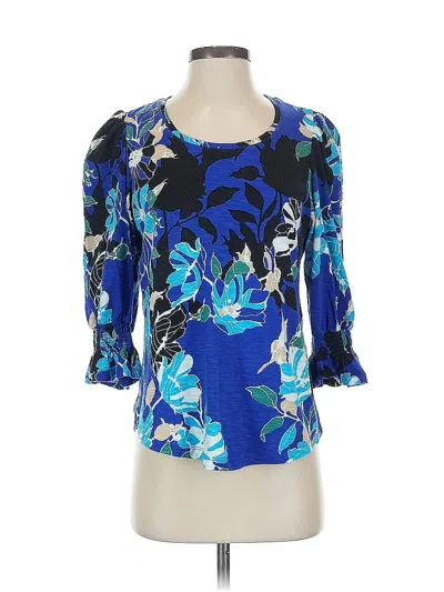 Pre-owned Chico's 3/4 Sleeve Blouse In Blue