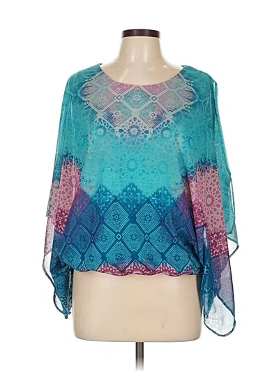 Pre-owned Chico's 3/4 Sleeve Blouse In Blue