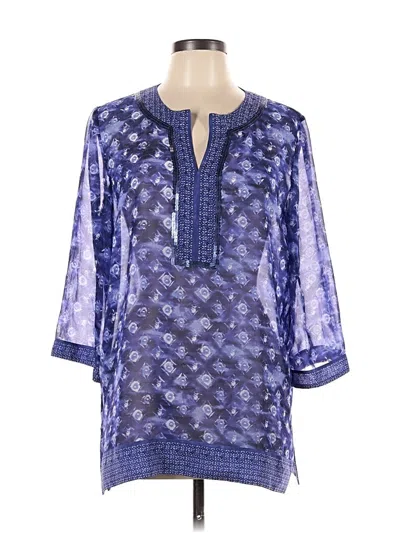 Pre-owned Chico's 3/4 Sleeve Blouse In Blue