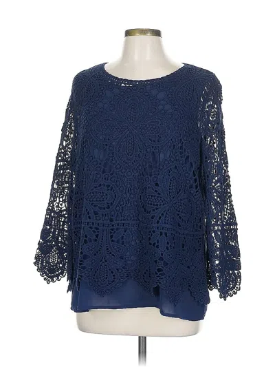 Pre-owned Chico's 3/4 Sleeve Blouse In Blue