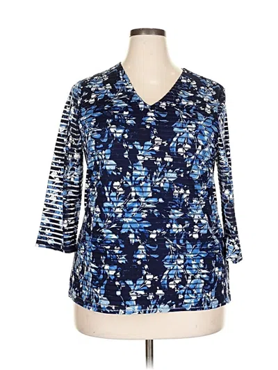 Pre-owned Chico's 3/4 Sleeve Blouse In Blue