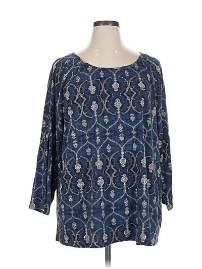 Pre-owned Chico's 3/4 Sleeve Blouse In Blue