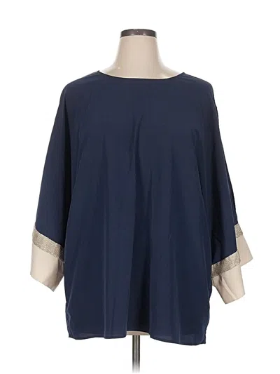 Pre-owned Chico's 3/4 Sleeve Blouse In Blue