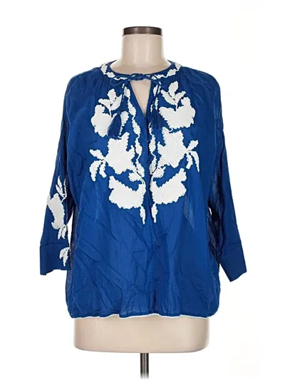 Pre-owned Chico's 3/4 Sleeve Blouse In Blue