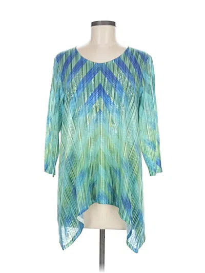 Pre-owned Chico's 3/4 Sleeve Blouse In Blue