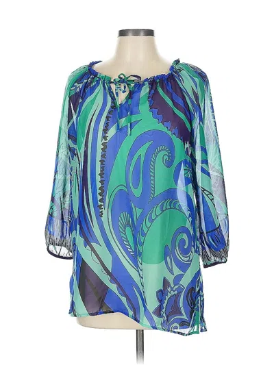 Pre-owned Chico's 3/4 Sleeve Blouse In Blue