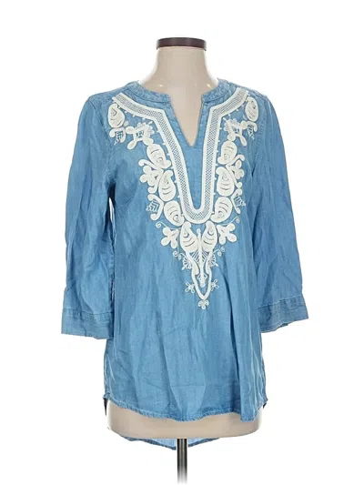 Pre-owned Chico's 3/4 Sleeve Blouse In Blue