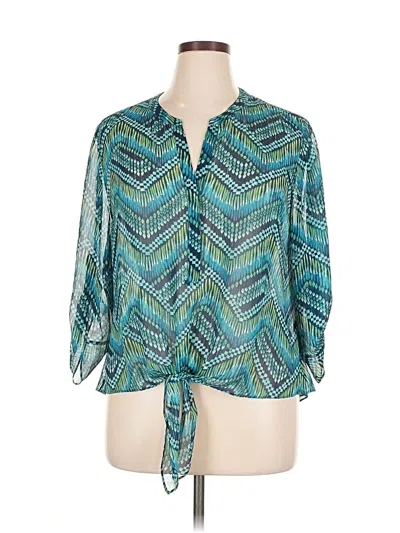 Pre-owned Chico's 3/4 Sleeve Blouse In Blue