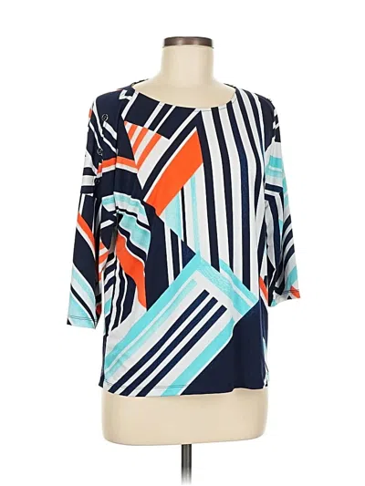 Pre-owned Chico's 3/4 Sleeve Blouse In Blue