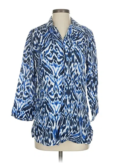 Pre-owned Chico's 3/4 Sleeve Blouse In Blue