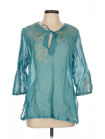 Pre-owned Chico's 3/4 Sleeve Blouse In Blue