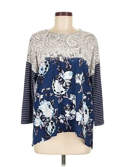 Pre-owned Chico's 3/4 Sleeve Blouse In Blue