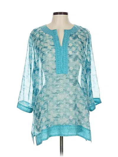 Pre-owned Chico's 3/4 Sleeve Blouse In Blue