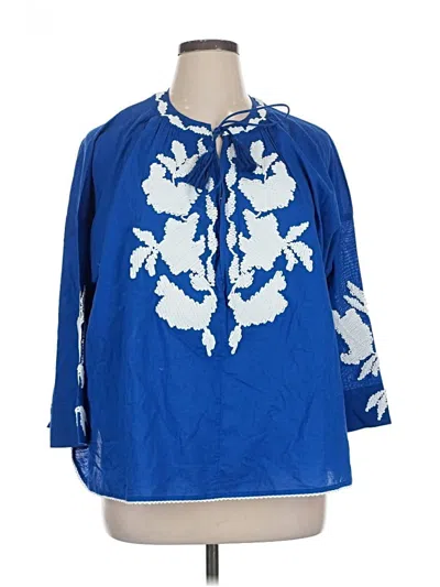 Pre-owned Chico's 3/4 Sleeve Blouse In Blue