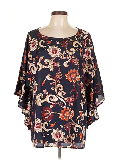 Pre-owned Chico's 3/4 Sleeve Blouse In Blue