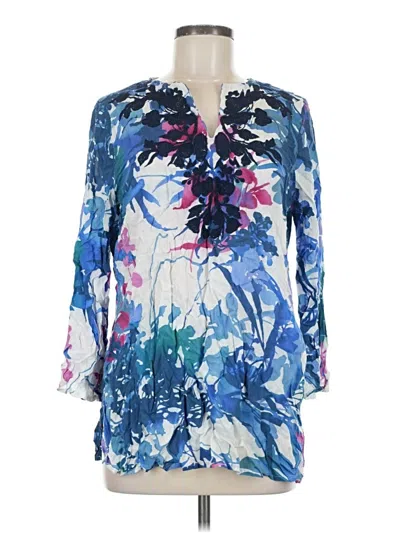 Pre-owned Chico's 3/4 Sleeve Blouse In Blue