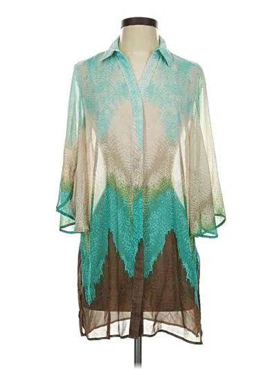 Pre-owned Chico's 3/4 Sleeve Blouse In Blue