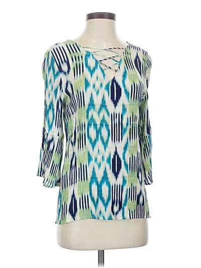 Pre-owned Chico's 3/4 Sleeve Blouse In Blue