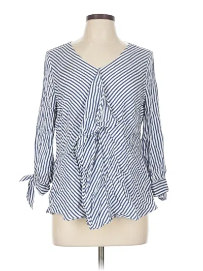 Pre-owned Chico's 3/4 Sleeve Blouse In Blue