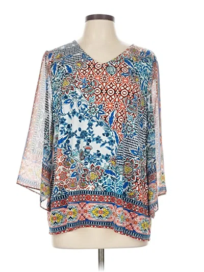 Pre-owned Chico's 3/4 Sleeve Blouse In Blue
